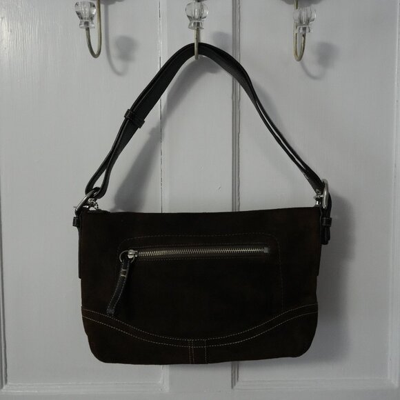 COACH Brown Suede East West Duffel Shoulder Bag F11514 - Picture 9 of 10